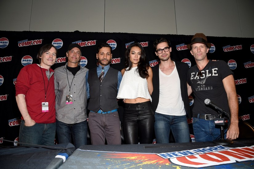 NEW YORK COMIC CON -- "The Expanse Screening and Q&A" -- Pictured: (l-r) Mark Fergus, Hawk Ostby, Executive Producers "Expanse"; Cas Anvar, Florence Faivre, Steven Strait, Thomas Jane -- (Photo by: Mike Coppola/Syfy)